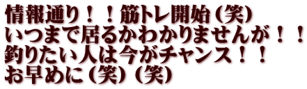 情報通り！！筋トレ開始（笑） いつまで居るかわかりませんが！！ 釣りたい人は今がチャンス！！ お早めに（笑）（笑）