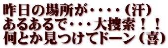 昨日の場所が・・・・（汗） あるあるで・・・大捜索！！ 何とか見つけてドーン（喜）