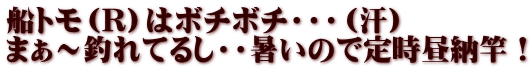 船トモ（R）はボチボチ・・・（汗） まぁ～釣れてるし・・暑いので定時昼納竿！